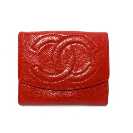 Cartera Monedero CHANEL Cuero Rojo