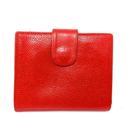 Cartera Monedero CHANEL Cuero Rojo