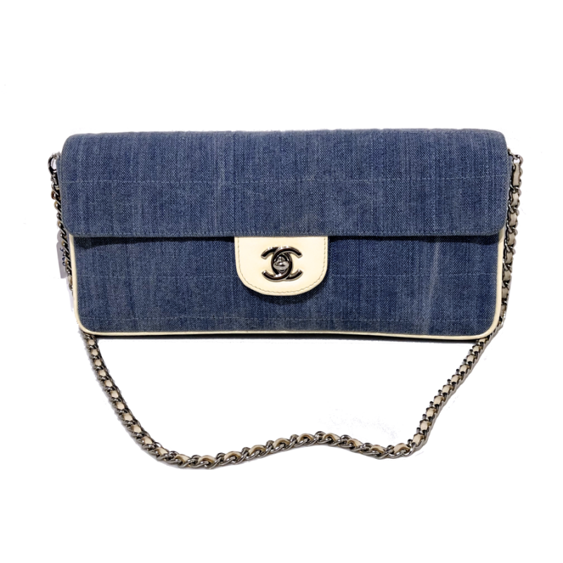Bolso CHANEL Tela Jeans azul 