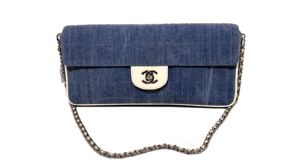 Bolso CHANEL Tela Jeans azul 