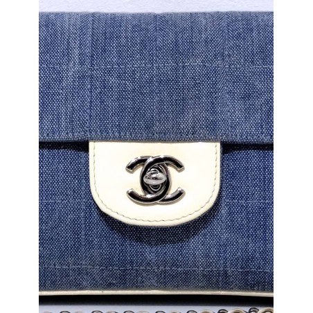 Bolso CHANEL Tela Jeans azul 