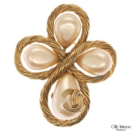 Broche CHANEL Cruz Perlas